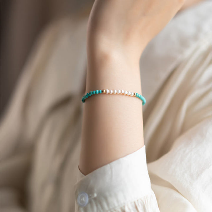 Bracelet en perles de turquoise naturelles en argent sterling 925 de Buddha Stones