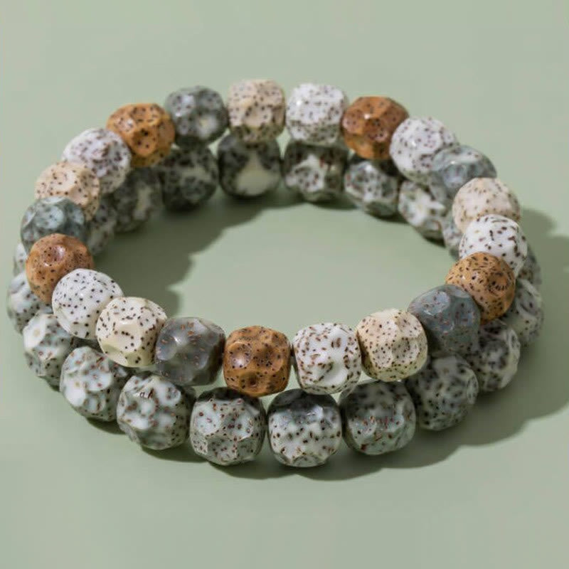 Bracelet de richesse et de bon augure en Buddha Stones naturelles et colorées