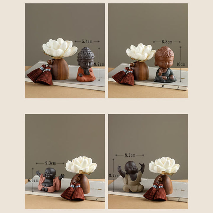 Décorations de guérison apaisantes en forme de fleur de Bouddha en bois de pêcher noir - image 25