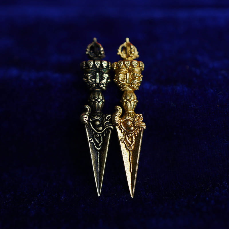 Pendentif de puissance spirituelle gravé en Buddha Stones du Tibet Dorje Vajra Décoration à suspendre