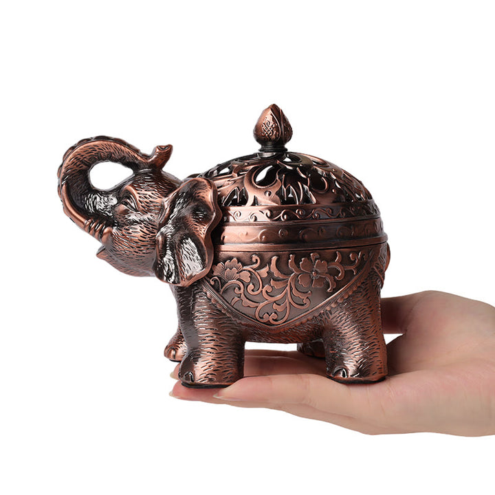 Porte-encens en alliage avec Buddha Stones et éléphant, décoration de la maison, brûleur d'encens