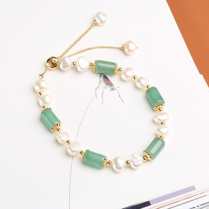 Bracelet porte-bonheur en perles d'aventurine verte et cristal rose avec Buddha Stones