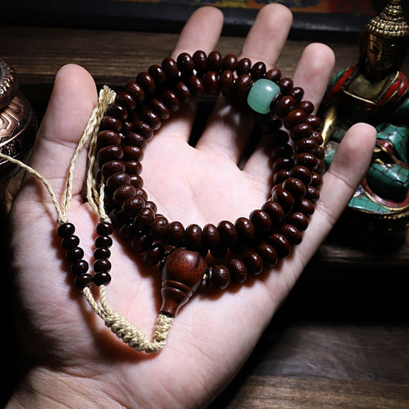 Buddha Stones Bracelet d'harmonie Dorje en cuivre avec 108 perles de Mala en perles de Bodhi violettes à trois yeux