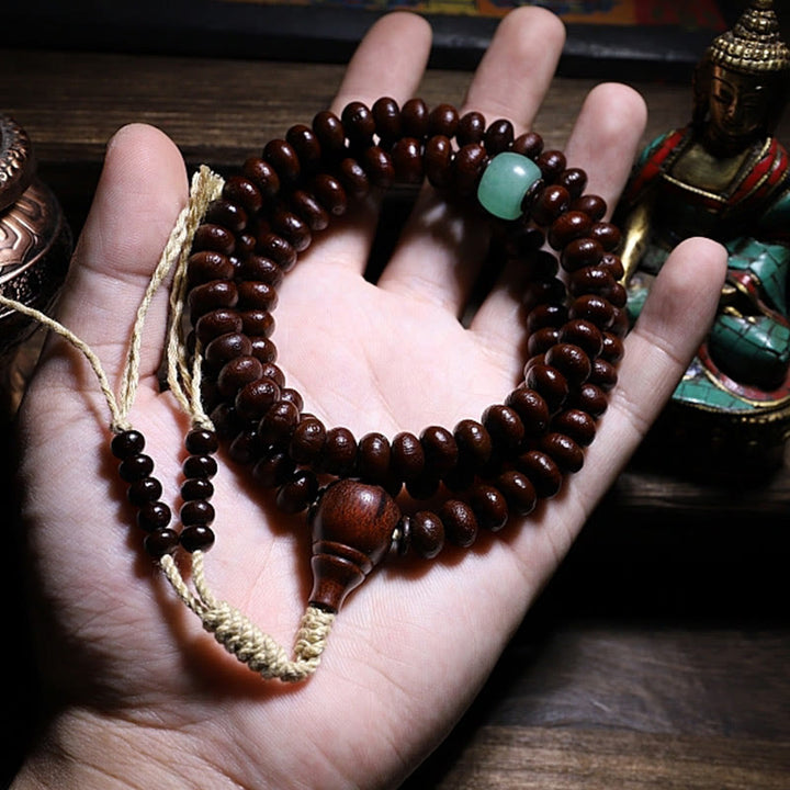 Buddha Stones Bracelet d'harmonie Dorje en cuivre avec 108 perles de Mala en perles de Bodhi violettes à trois yeux