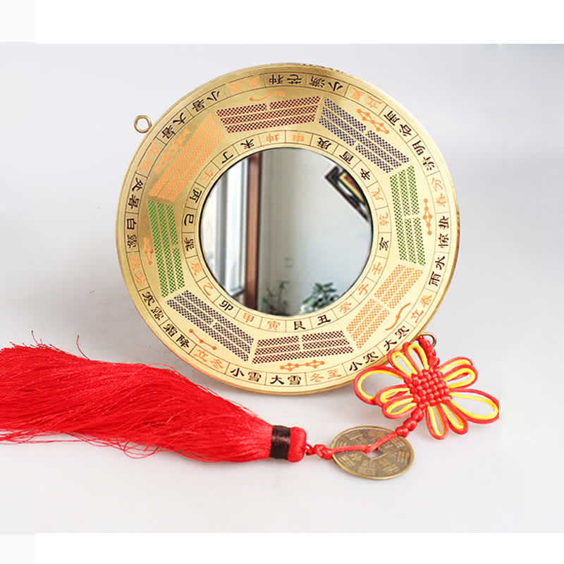 Carte Feng Shui Bagua Pièce de cuivre Nœud chinois Carte énergétique d'équilibre - 19 cm - Carte Bagua des Quatre Saisons - Miroir convexe - image 15