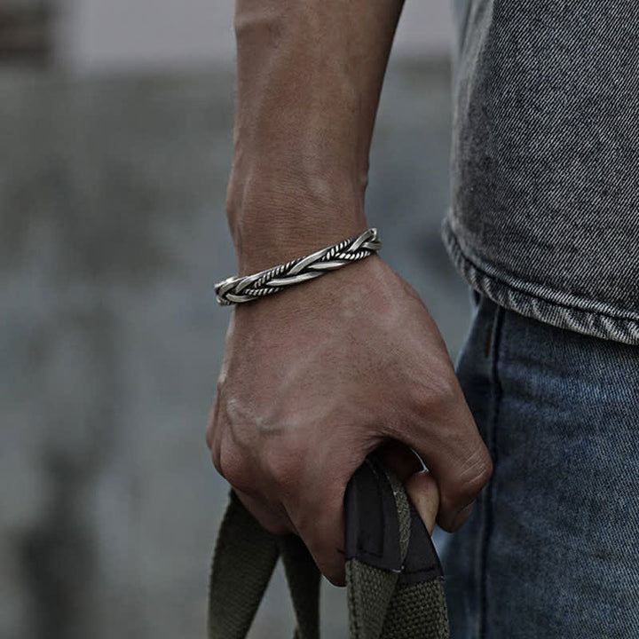 Bracelet jonc en cuivre tressé torsadé de style viking Buddha Stones et motif viking. - image 9