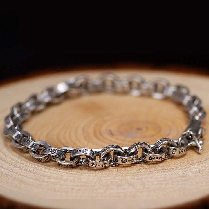 Bracelet en métal créatif sculpté Buddha Stones en argent sterling 925 Om Mani Padme Hum