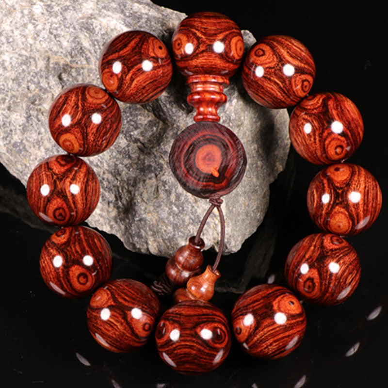 Bracelet de chaleur en bois de rose tibétain Buddha Stones (type aléatoire) - 30 mm (9 perles) - image 0