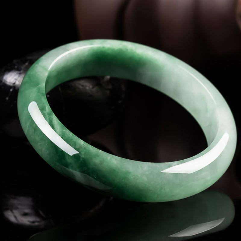 Bracelet jonc en jade naturel Buddha Stones et porte-bonheur