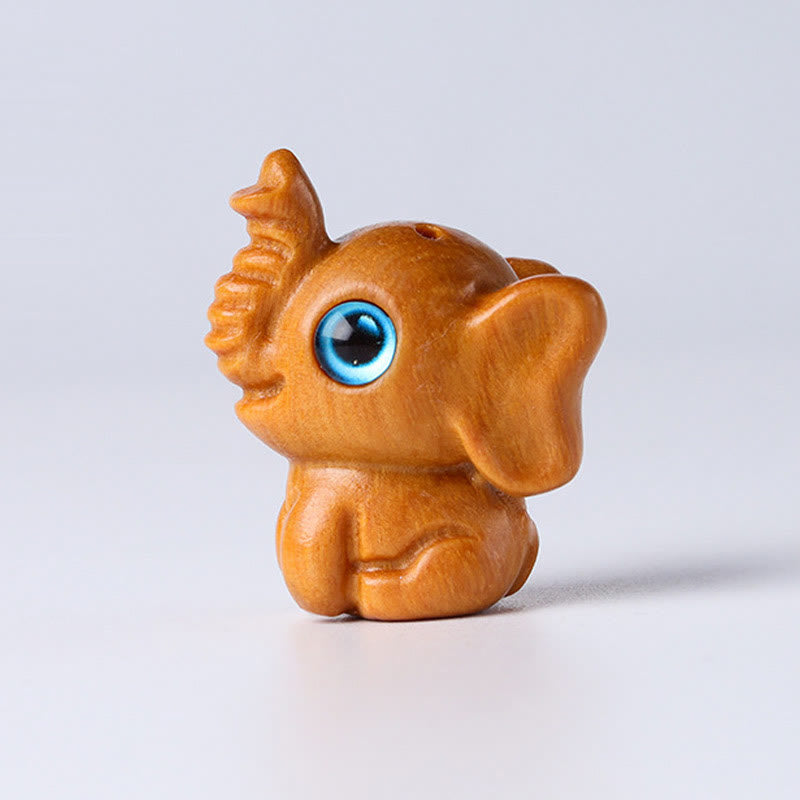 Buddha Stones Bois de santal Petite feuille Bois de santal rouge Bois de santal vert Mini éléphant porte-bonheur sculpté Décoration de protection