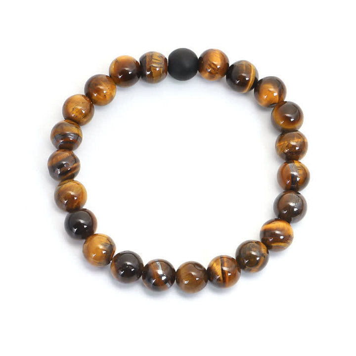 Bracelet Mala 108 Buddha Stones avec pompon de protection en œil de tigre