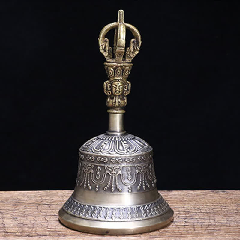 Ensemble de décoration d'illumination en cuivre avec cloche de méditation tibétaine et Vajra Dorje Buddha Stones - image 9