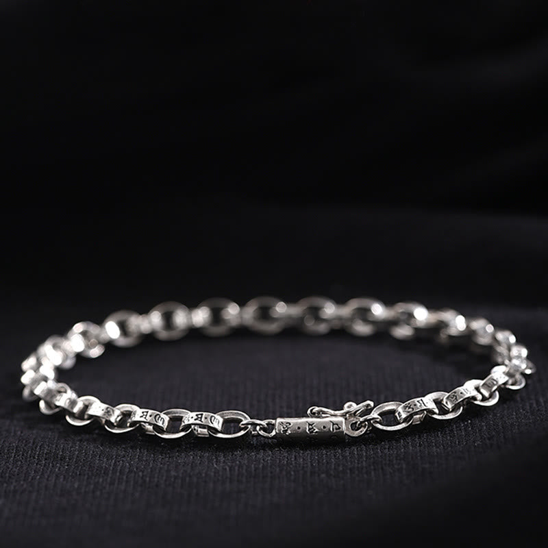Bracelet en métal créatif sculpté Buddha Stones en argent sterling 925 Om Mani Padme Hum