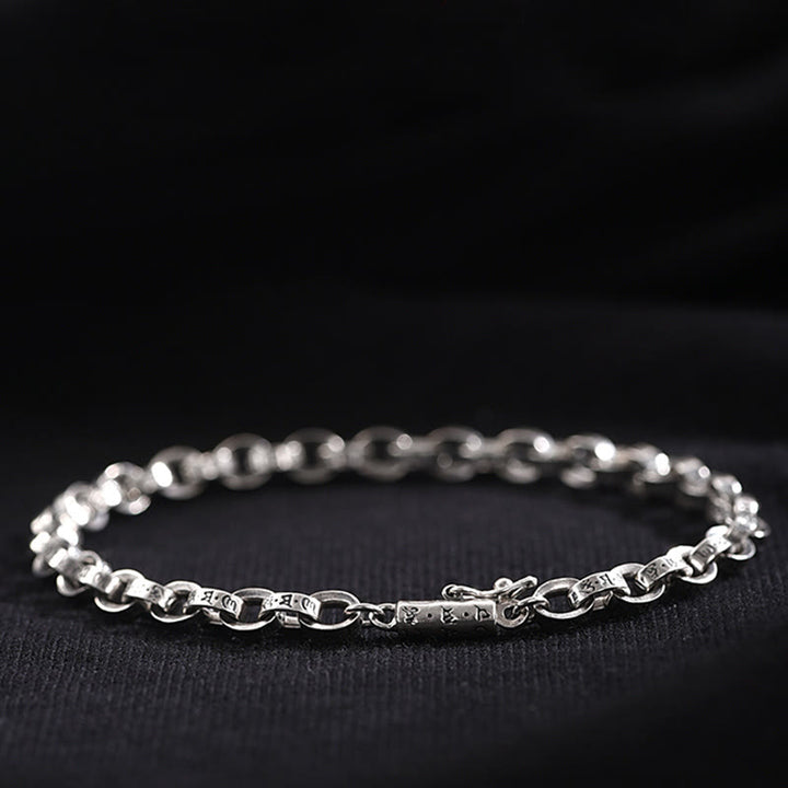 Bracelet en métal créatif sculpté Buddha Stones en argent sterling 925 Om Mani Padme Hum