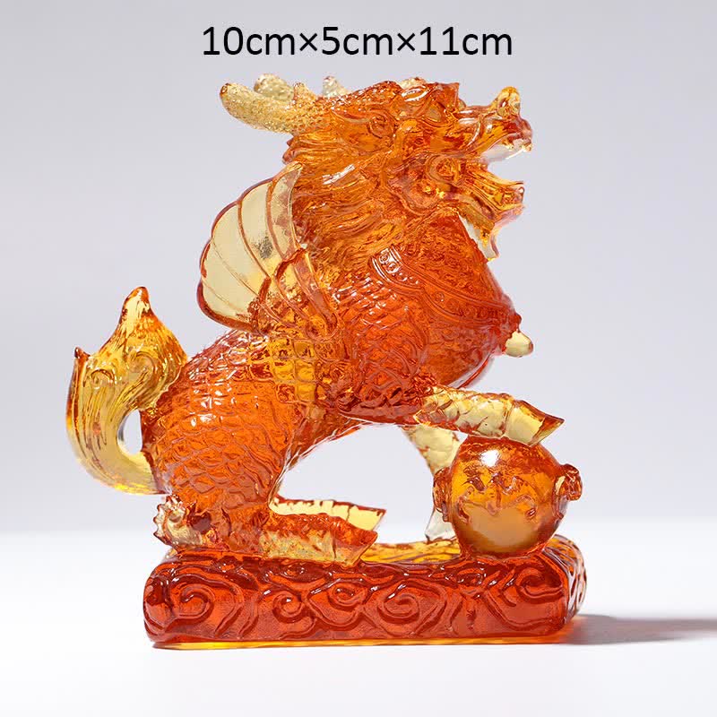 Feng Shui Kirin Pièce d'art en cristal Liuli faite à la main Décoration de bureau à domicile Fortune