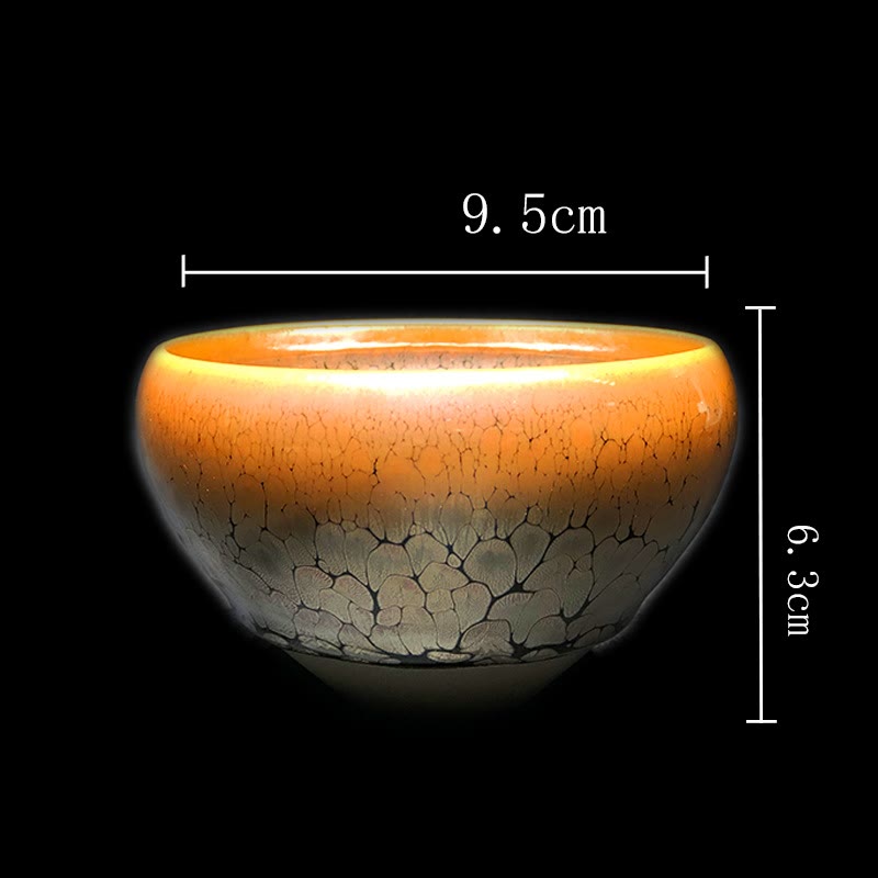 Tasse à thé en céramique chinoise Jianzhan avec motif de taches dorées et Buddha Stones , tasse à thé Kung Fu avec boîte cadeau