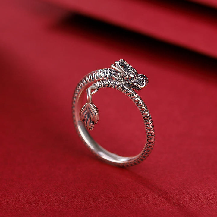 Bague ajustable en argent sterling 925 Buddha Stones , vintage, année du dragon, protection, force