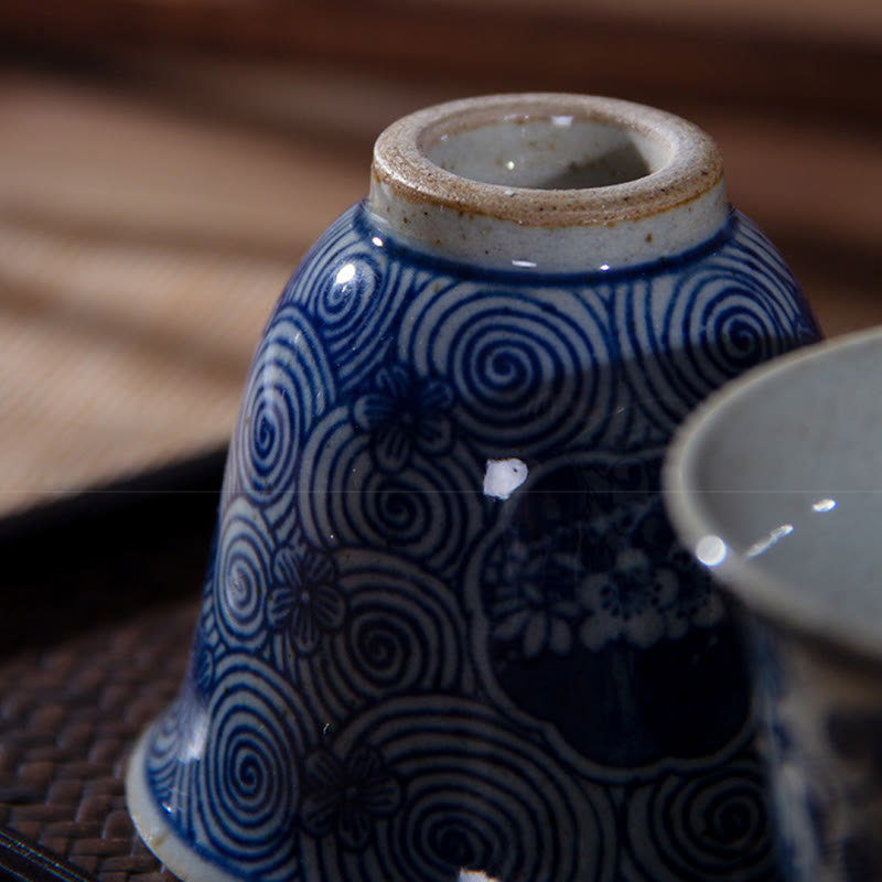 Buddha Stones Jingdezhen Porcelaine Bleue et Blanche Peinte à la Main Fleur de Lotus Tasse à Thé en Céramique Tasses à Thé Kung Fu