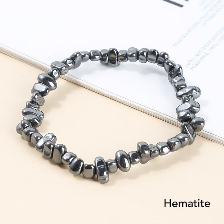 Bracelet apaisant et chaleureux en pierre de cristal de forme irrégulière naturelle - Hématite (Tour de poignet : 15-16 cm) - image 22