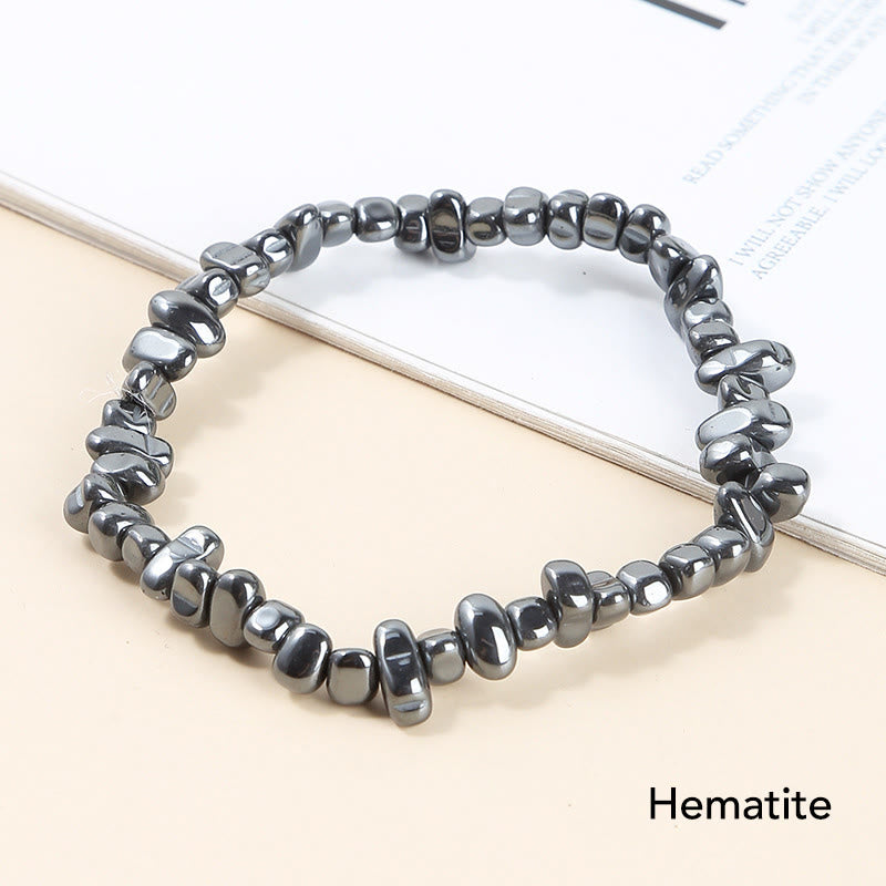 Bracelet apaisant et chaleureux en pierre de cristal de forme irrégulière naturelle - Hématite (Tour de poignet : 15-16 cm) - image 22