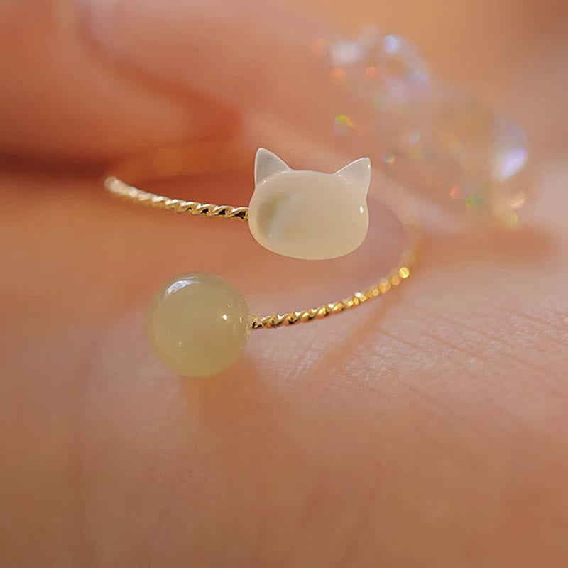 Buddha Stones de jade et tête de chat en pierre de Tridacna - Pierre de Tridacna - image 1