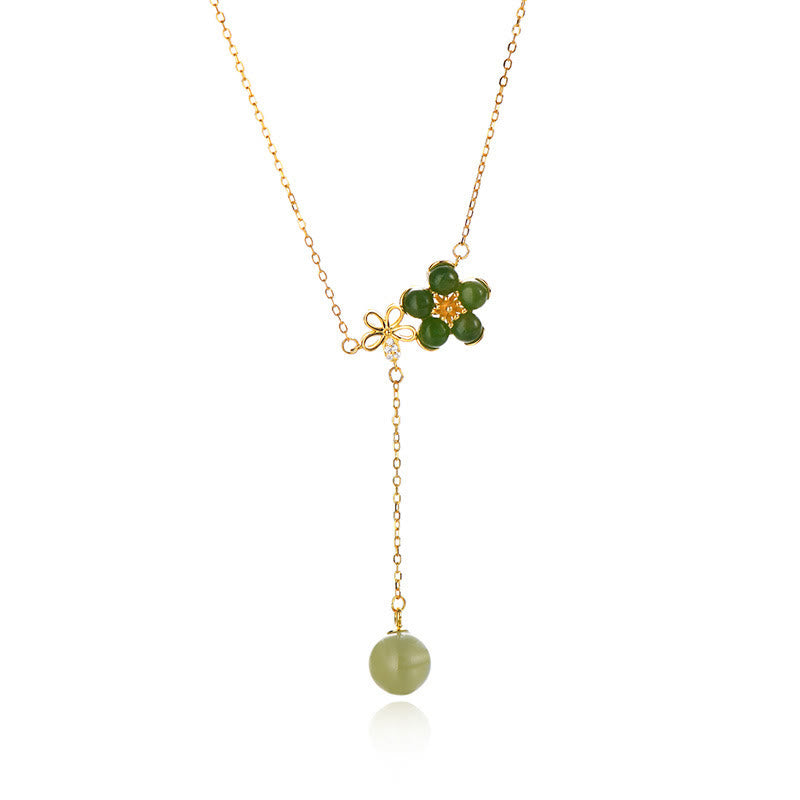 Buddha Stones Buddha Stones Argent Sterling 925 Collier en forme de fleur de prunier pendentif porte-bonheur