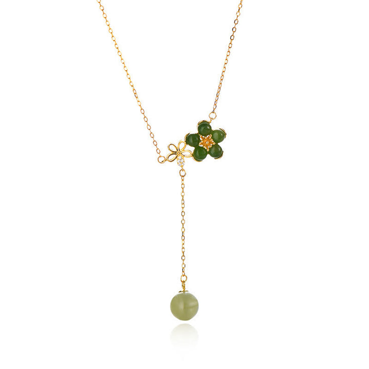 Buddha Stones Buddha Stones Argent Sterling 925 Collier en forme de fleur de prunier pendentif porte-bonheur