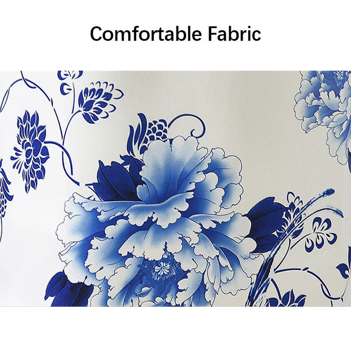 Robe Qipao pour femme en porcelaine bleue et blanche avec motif de fleurs de pivoine et pierres de Buddha Stones - image 8