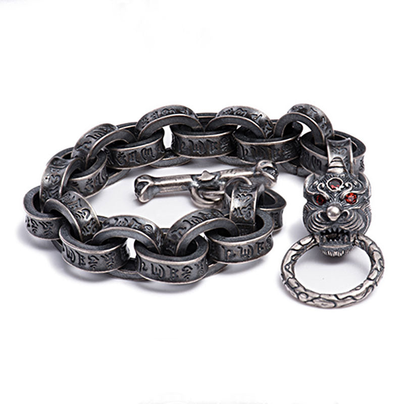 Bracelet en argent sterling 925 Buddha Stones et dragon Kirin Om Mani Padme Hum
