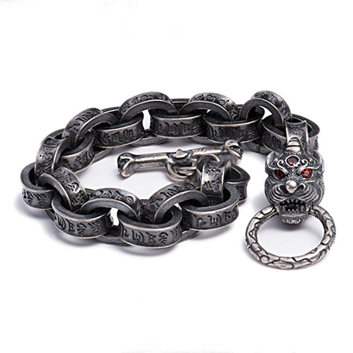 Bracelet en argent sterling 925 Buddha Stones et dragon Kirin Om Mani Padme Hum