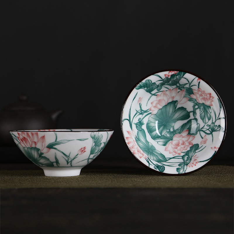 Buddha Stones Fleurs Fu Caractère Montagnes Lotus Fleurs de cerisier Tasse à thé en céramique Tasse à thé Kung Fu