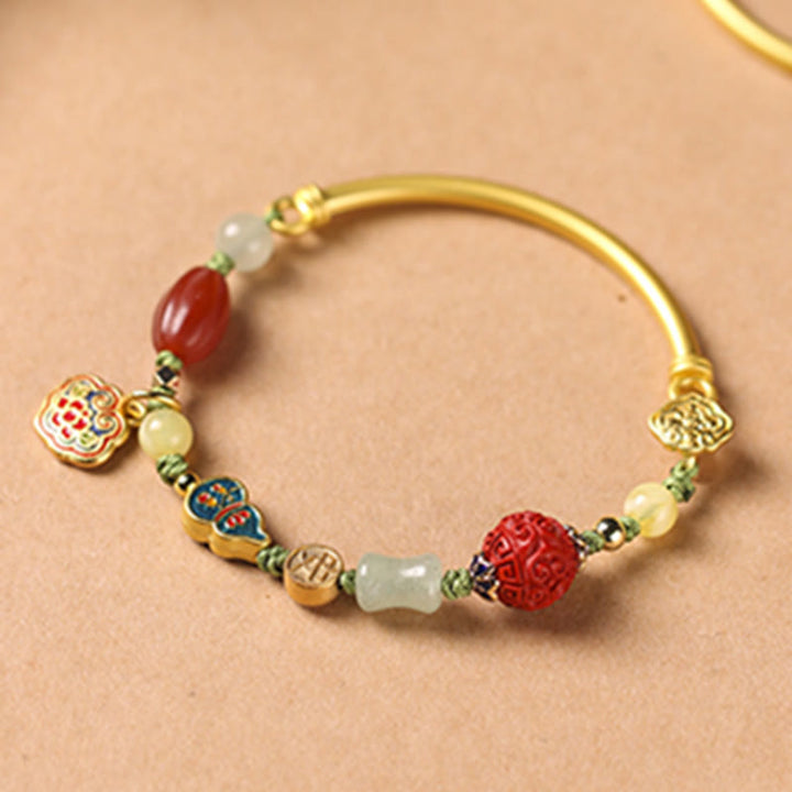 Bracelet tibétain en Buddha Stones , nuages de bon augure, fortune, bonheur, richesse, chance