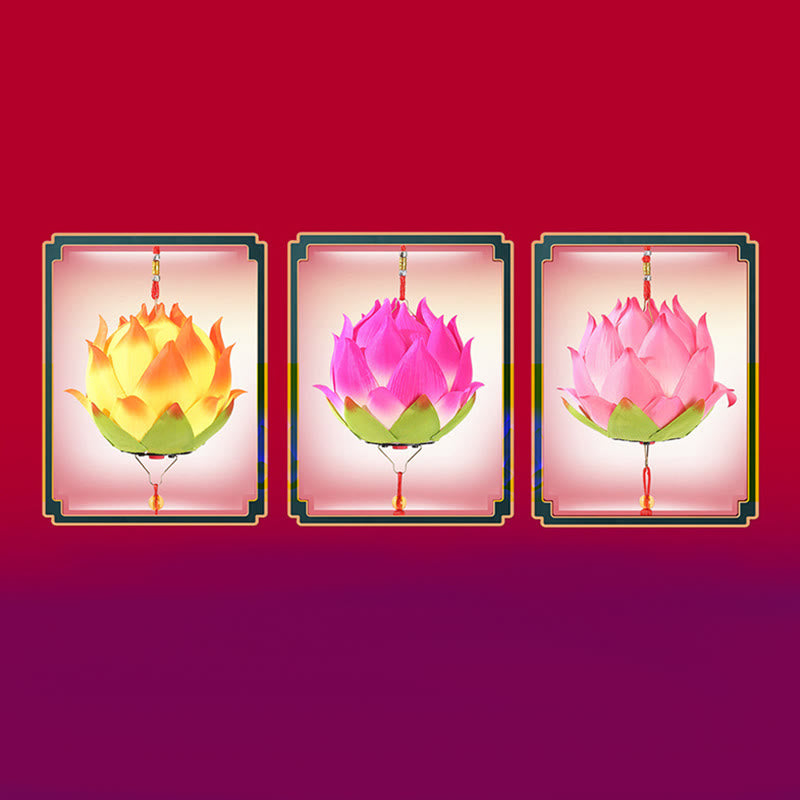 Lampe à pompon en forme de lanterne en forme de Buddha Stones et de fleur de lotus à faire soi-même