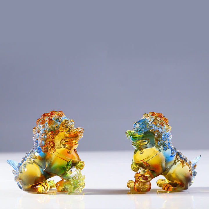 Pièce d'art en cristal de lion Liuli faite à la main Décoration de bureau à domicile