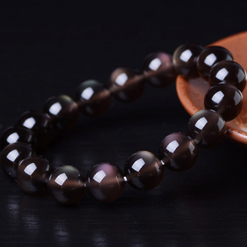 Bracelet positif en obsidienne arc-en-ciel naturelle de Buddha Stones