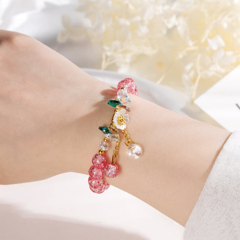 Bracelet en perles de verre à breloques en forme de fleur Buddha Stones au design simple