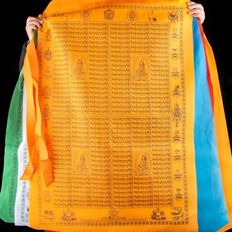 Buddha Stones Drapeau de prière tibétain à 5 couleurs représentant le Cheval du vent, symbole de bonheur et de bon augure, destiné à l'extérieur. - image 6
