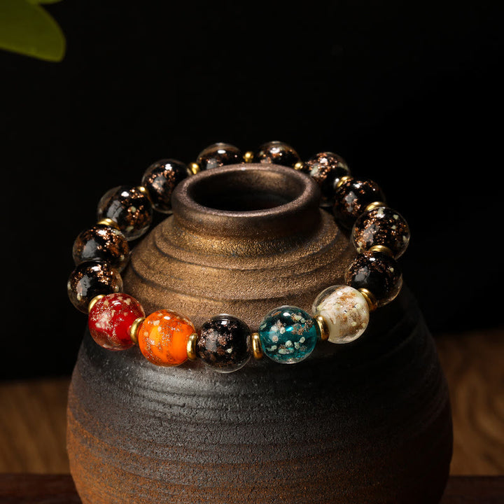 Bracelet porte-bonheur en perles de verre Liuli lumineuses Buddha Stones