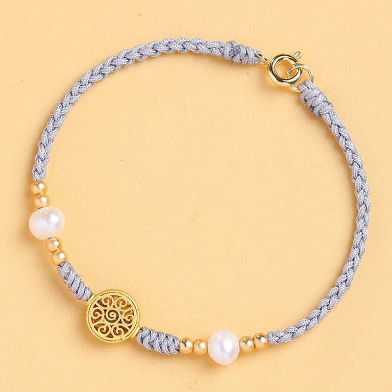 Bracelet tressé en corde bleue avec perles et arbre de fortune en cuivre et Buddha Stones