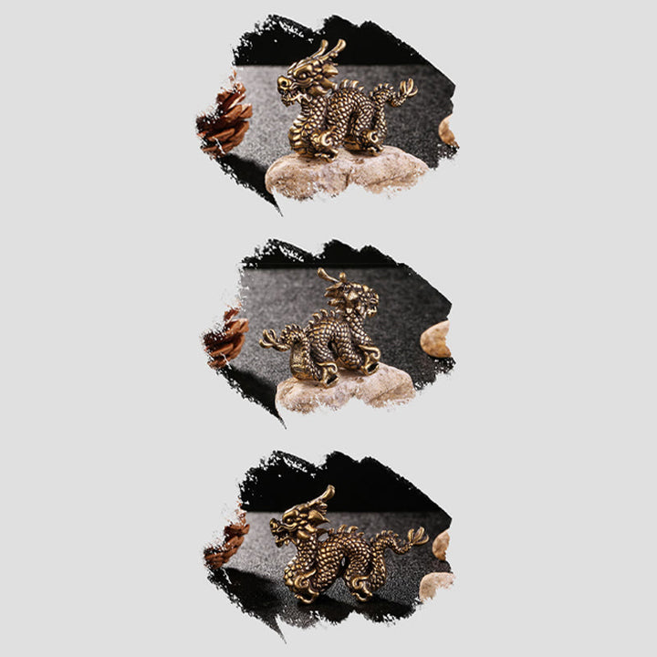 Buddha Stones Année du Dragon Petit Dragon en Laiton de Bon Augure Chance Succès Décoration de la Maison - image 9