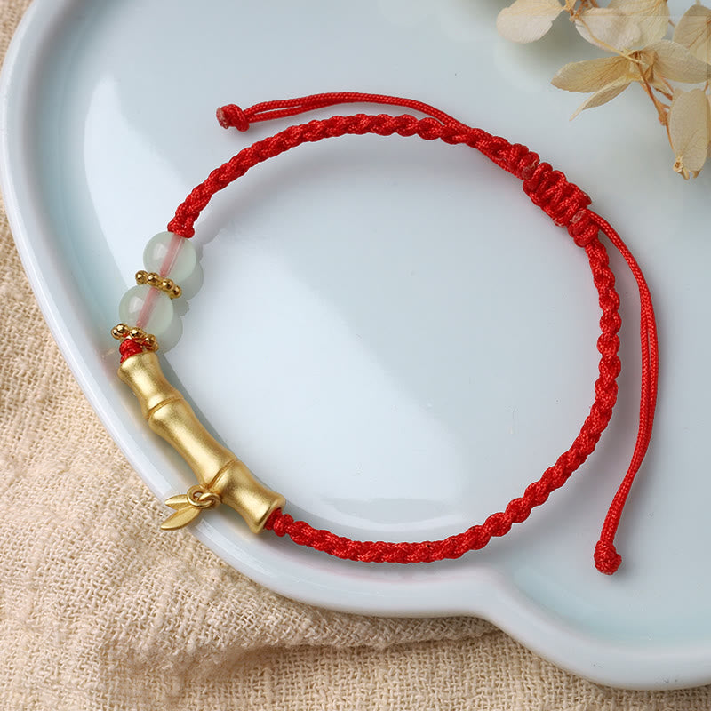 Bracelet tressé en bambou Buddha Stones et motif porte-bonheur