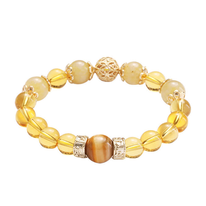 Bracelet de perles de prospérité et de générosité en Buddha Stones et citrine