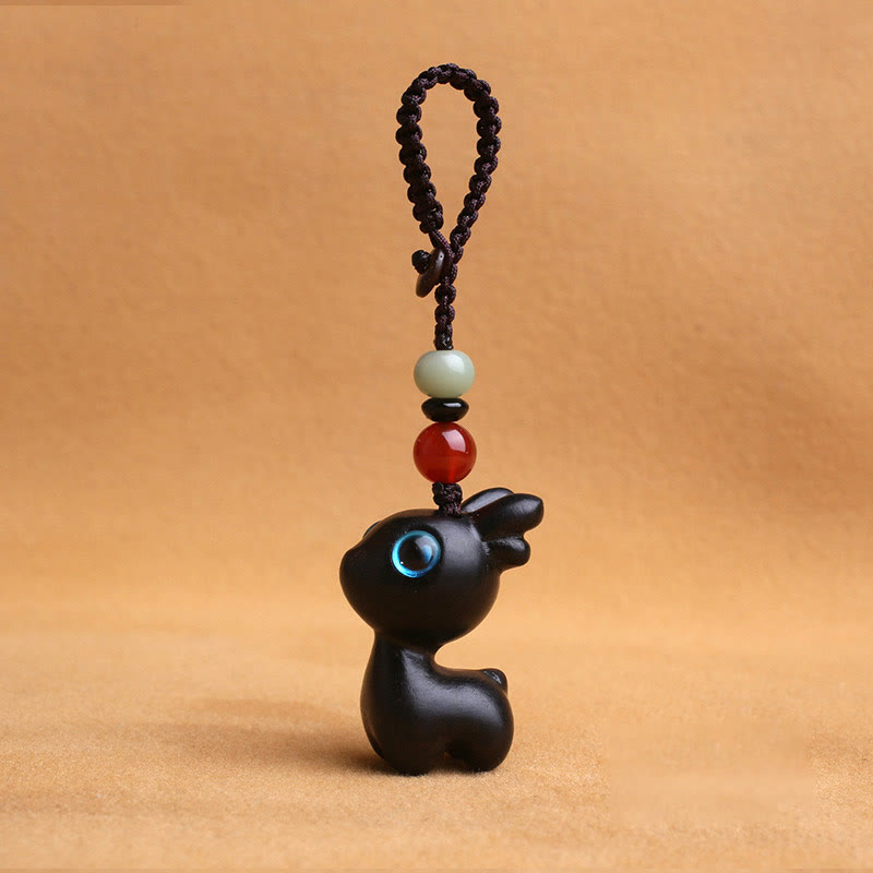 Buddha Stones de santal Petite feuille Bois de santal rouge Bois d'ébène Bois de santal vert Porte-bonheur Mini cerf sculpté Protection Porte-clés Décoration à suspendre pour téléphone