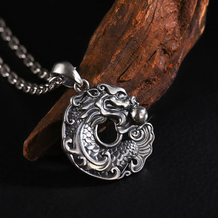 Collier pendentif en Buddha Stones avec boucle de paix et poisson Koi et dragon - image 7