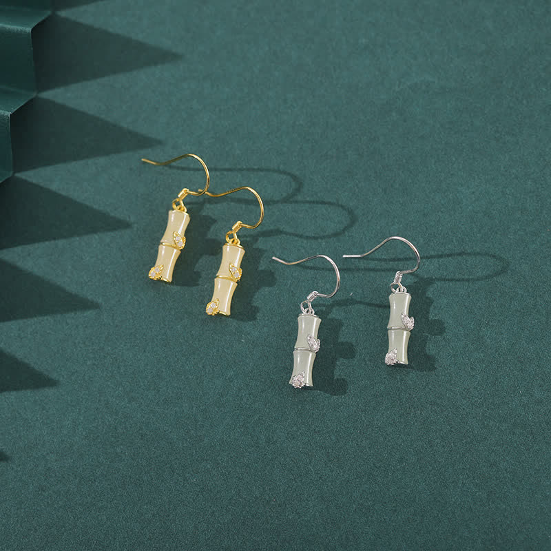 Boucles d'oreilles pendantes porte-bonheur en argent sterling 925 avec jade chrysobéryl œil de chat agate rouge bambou - image 2
