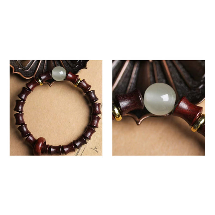 Bracelet de paix en bambou et bois de santal vert et ébène avec Buddha Stones