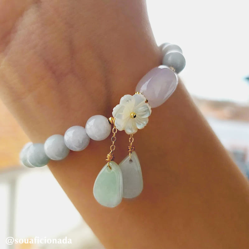Bracelet porte-bonheur en jade blanc naturel Buddha Stones