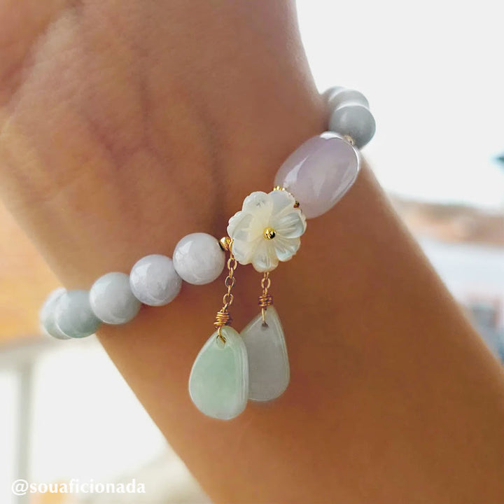 Bracelet porte-bonheur en jade blanc naturel Buddha Stones