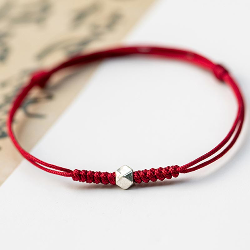 Bracelet tressé en argent sterling 925 avec perles porte-bonheur et protection en fil rouge avec Buddha Stones