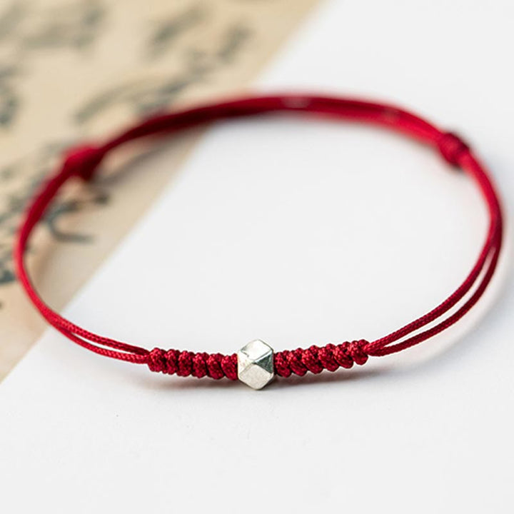 Bracelet en argent sterling 925 avec perle porte-bonheur et cordon fin tressé rouge, orné de Buddha Stones. - image 6